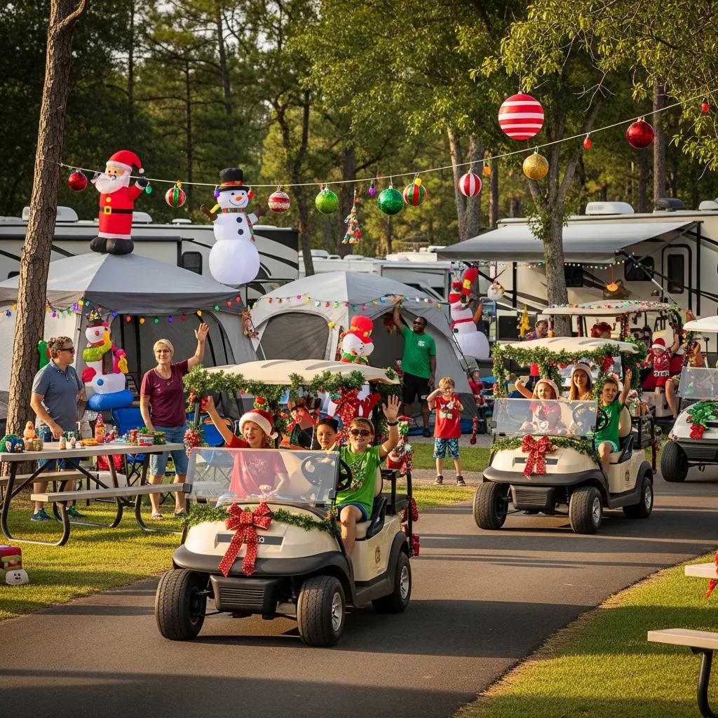 Families celebrating Christmas in July activities at Ridge Ranch