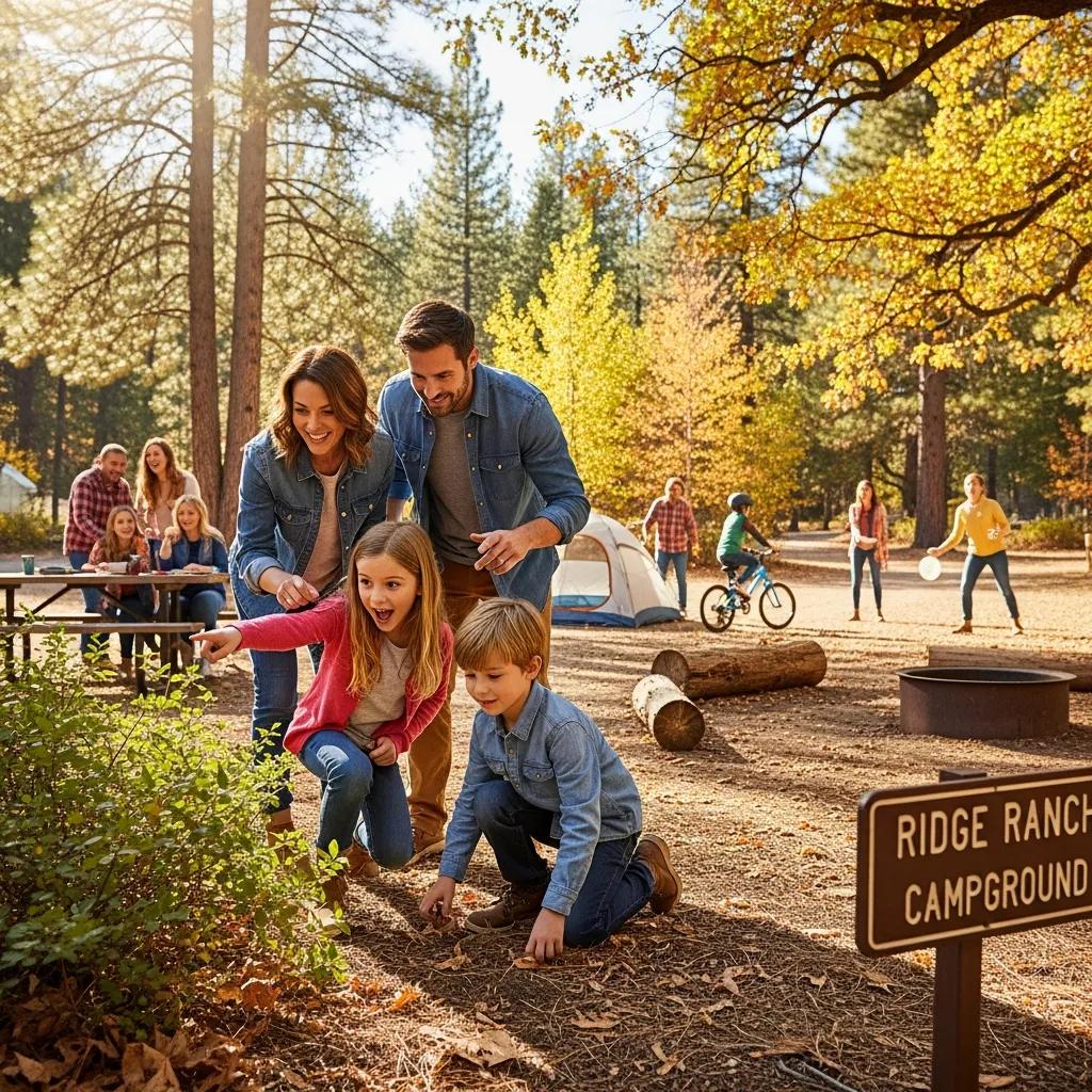 Families taking part in a Ridge Ranch scavenger hunt — teamwork and smiles