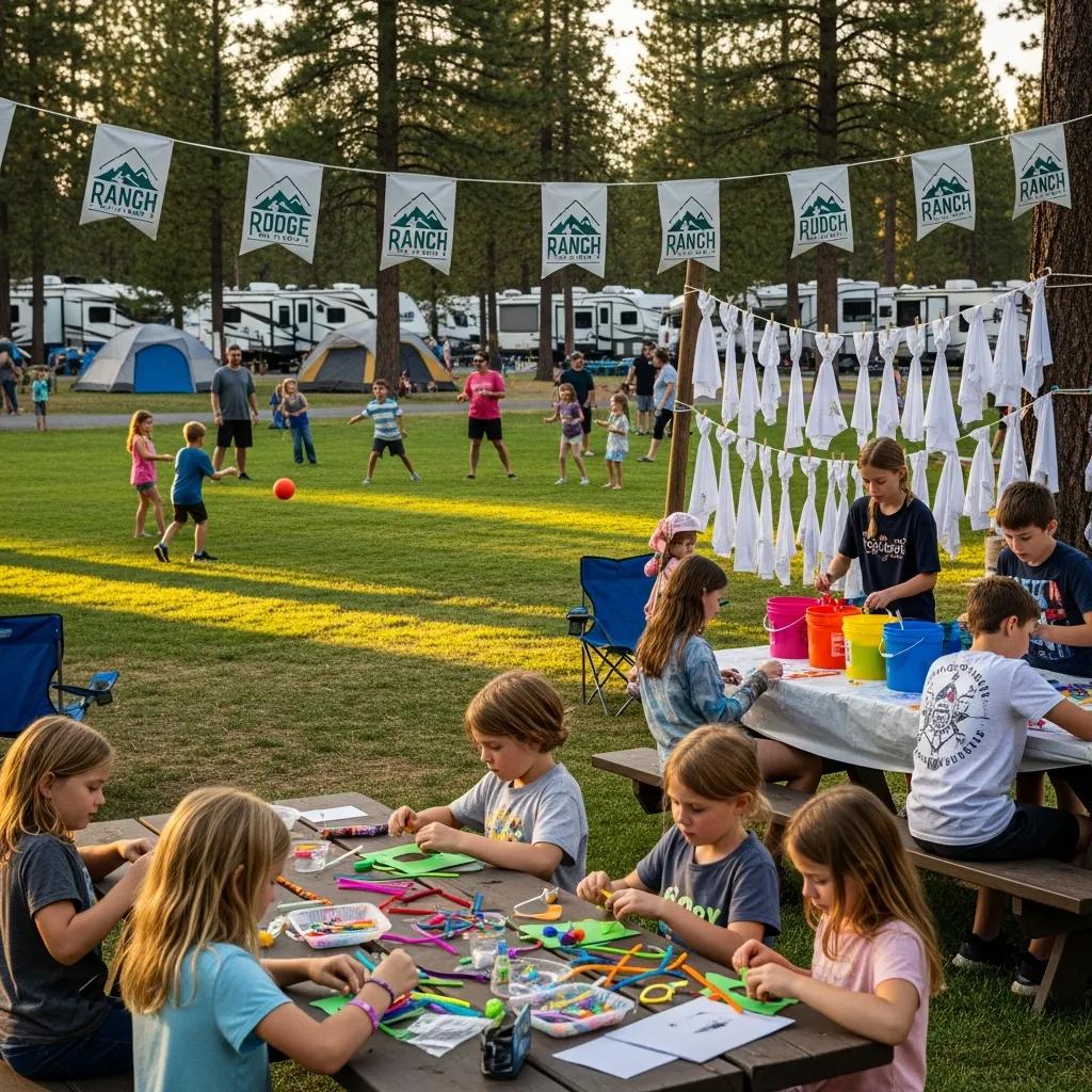 Families taking part in crafts and games at Ridge Ranch