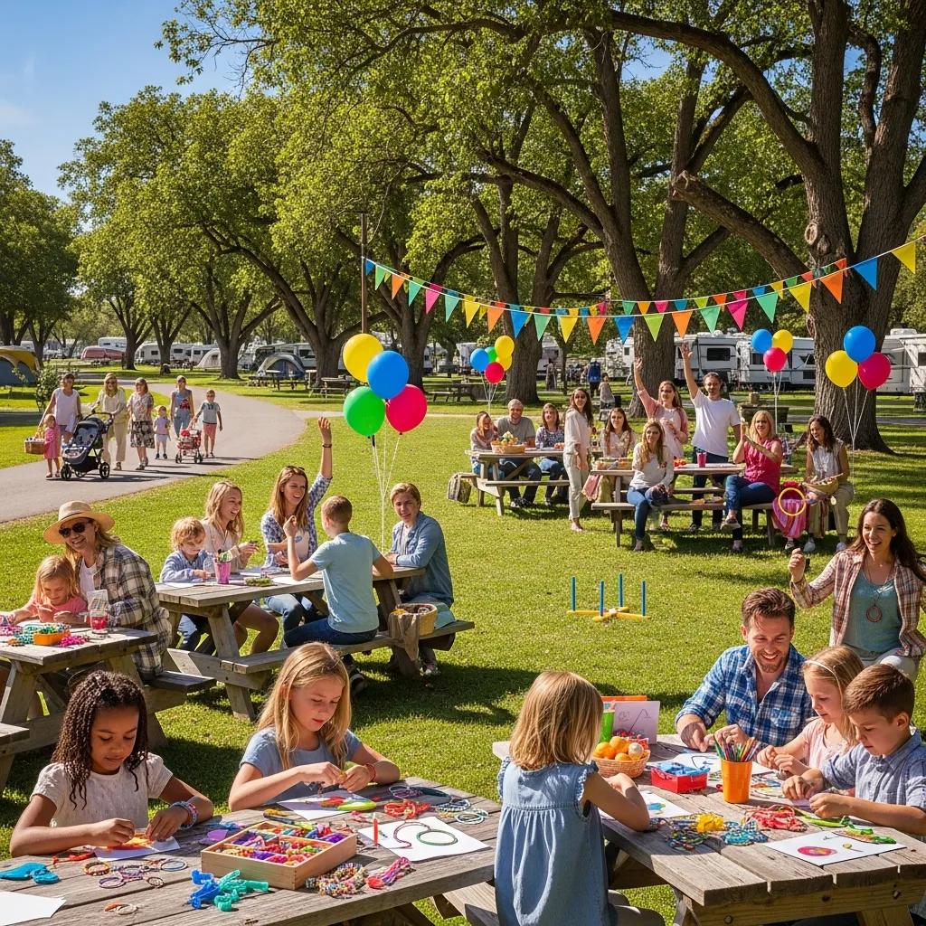 Children and families doing crafts and outdoor games at Walnut Hills