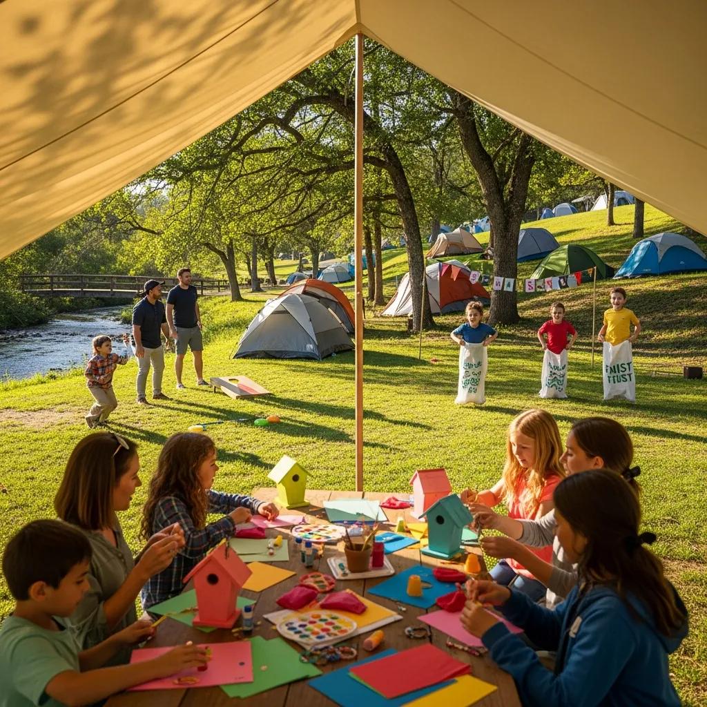 Families enjoying activities at Walnut Hills Campground