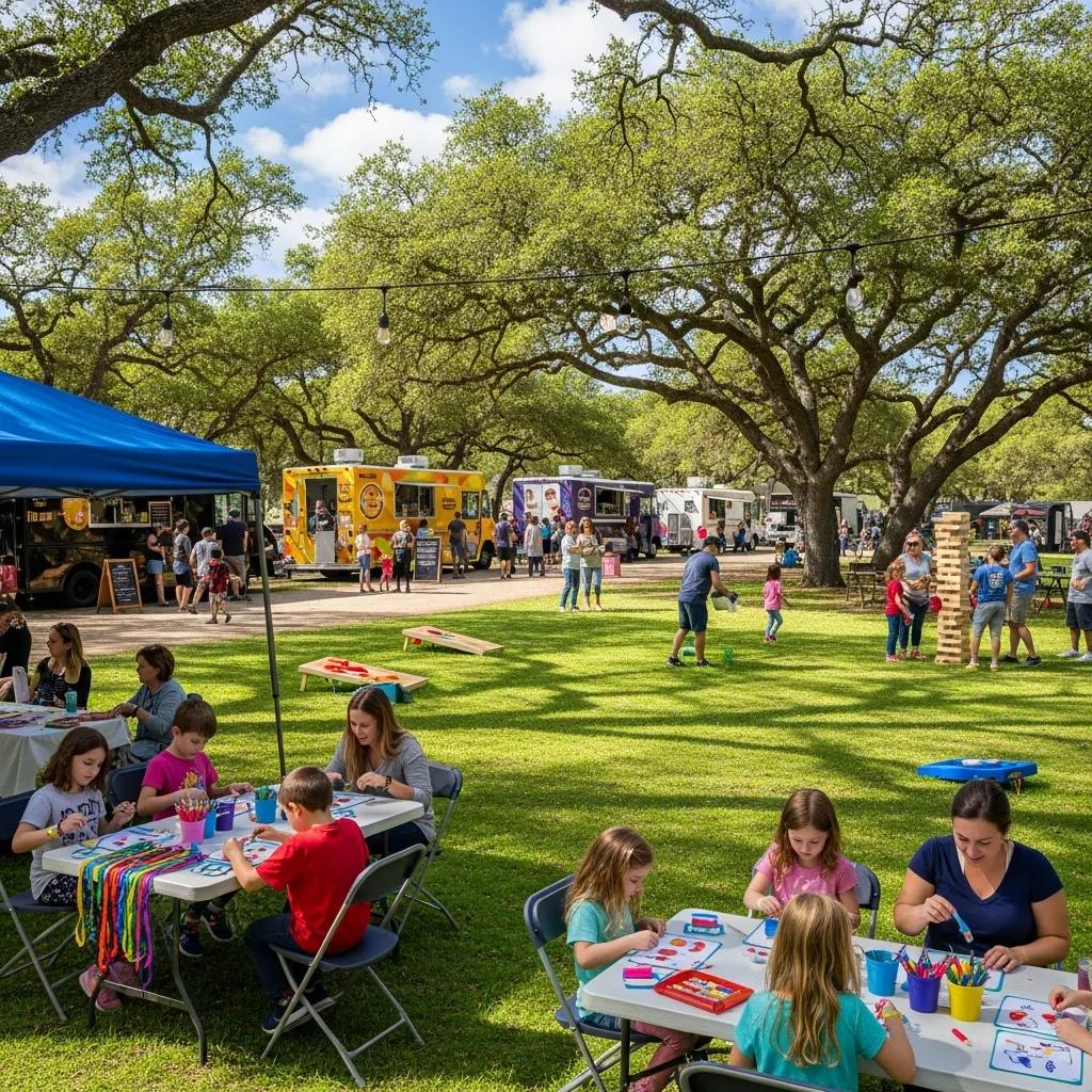 Families enjoying community events and activities at The Oaks Campground