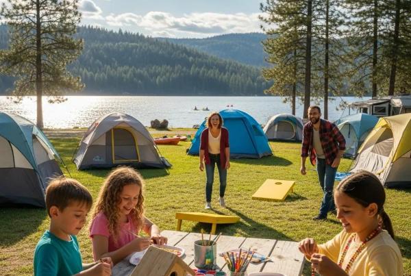 Families enjoying fun activities at Willow Lake Park Campground