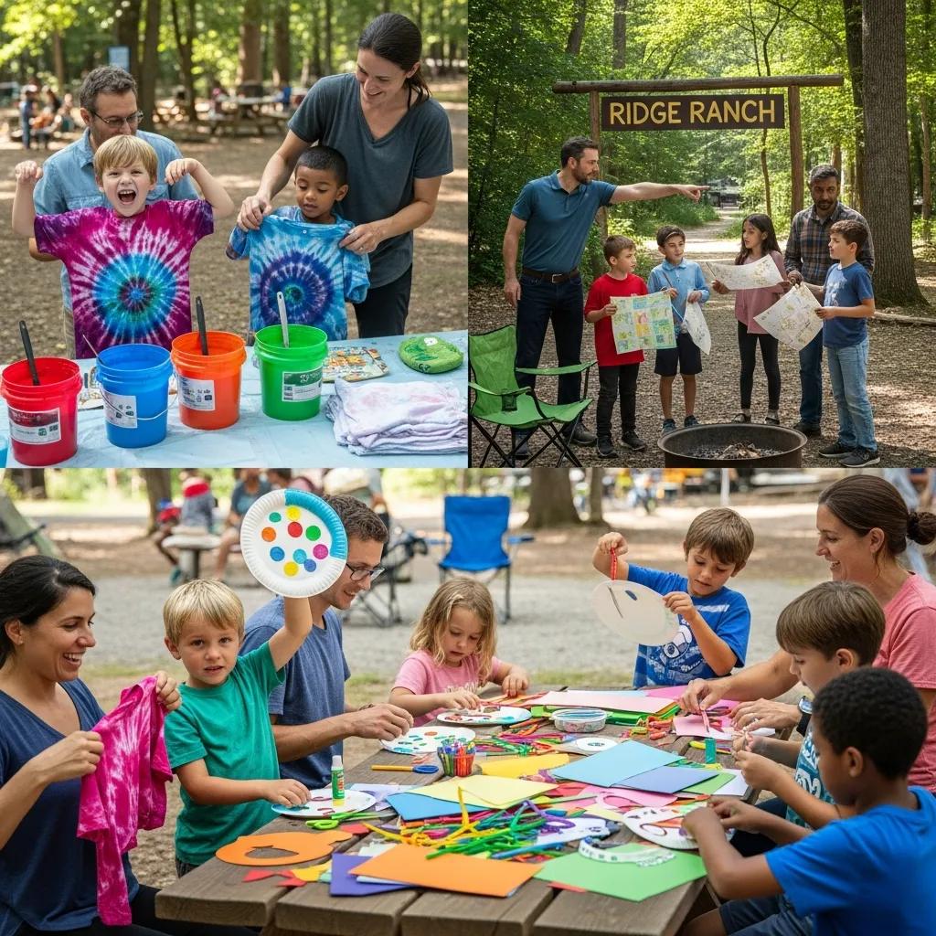 Families taking part in crafts and activities at Ridge Ranch Campground