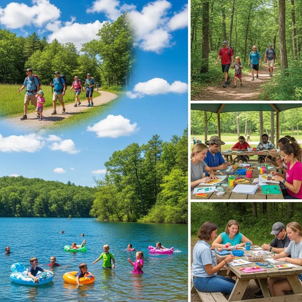 Families enjoying outdoor activities at Nelson Ledges Campgrounds, highlighting the natural beauty and recreational opportunities