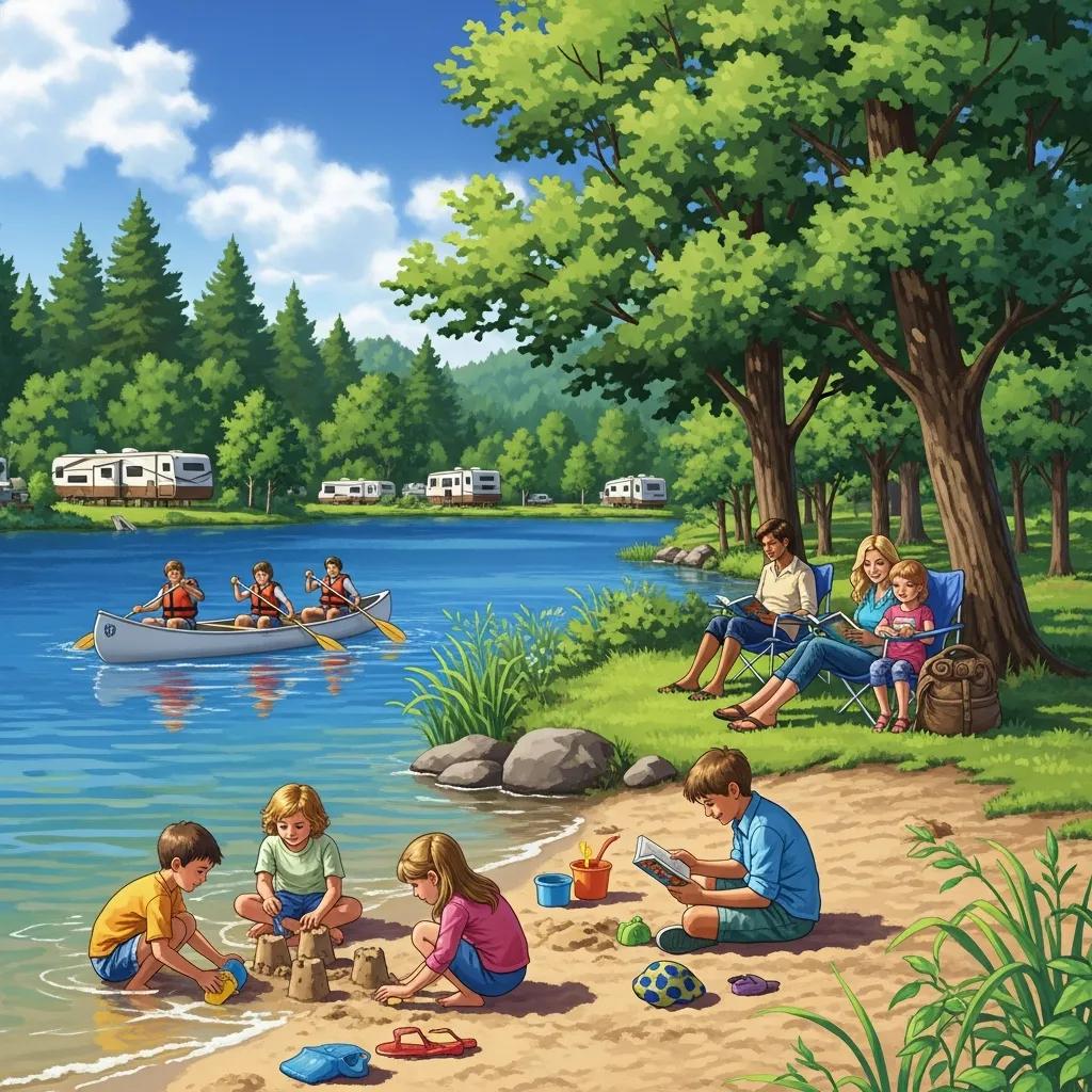 Families enjoying outdoor activities at Ridge Ranch Campground in Ohio