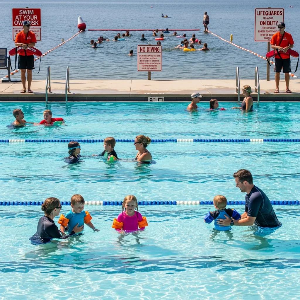 Safe, family-friendly swimming facilities at Woodside Lake Park