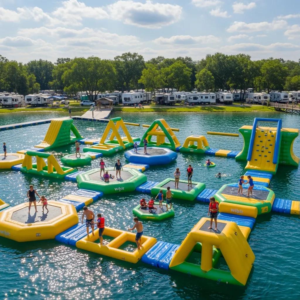 Rendering of the upcoming Wibit Waterpark and arcade at Ridge Ranch