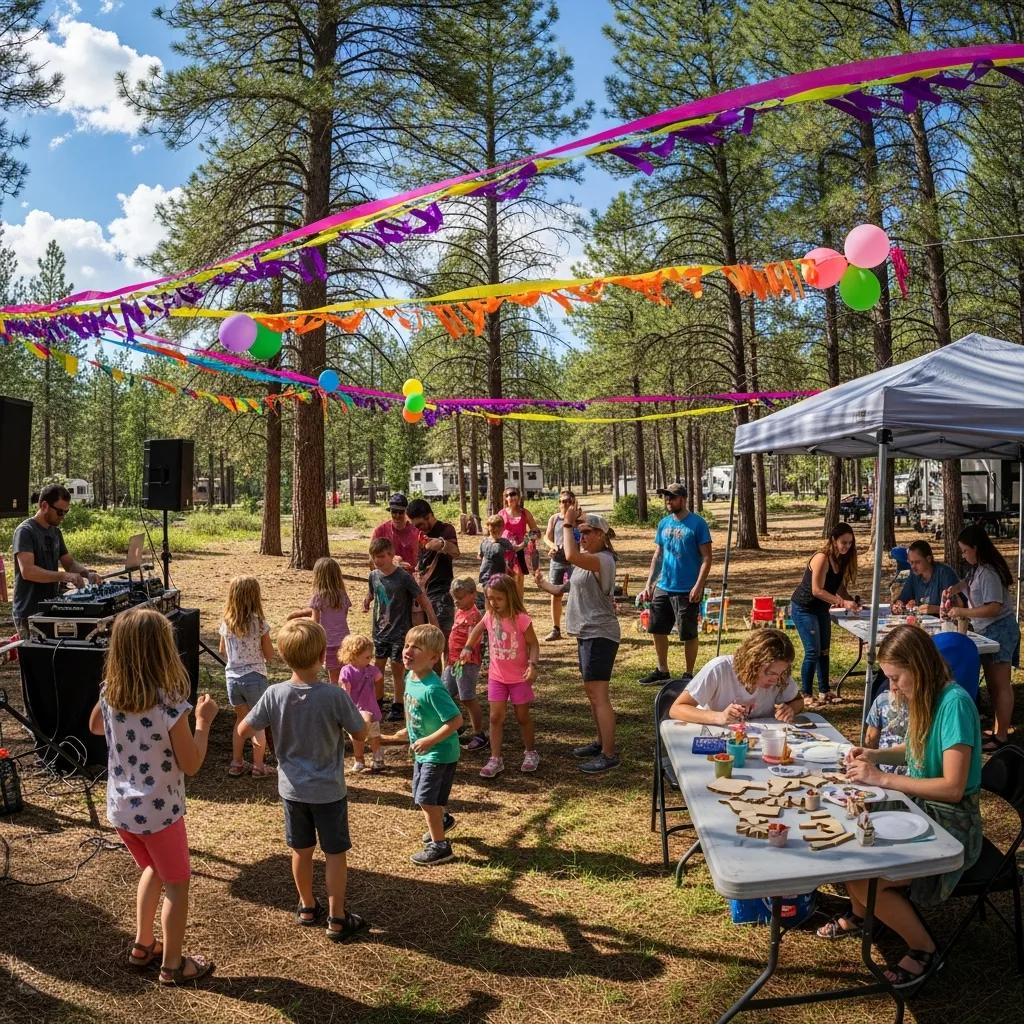 Families enjoying a weekend event at Ridge Ranch Campground