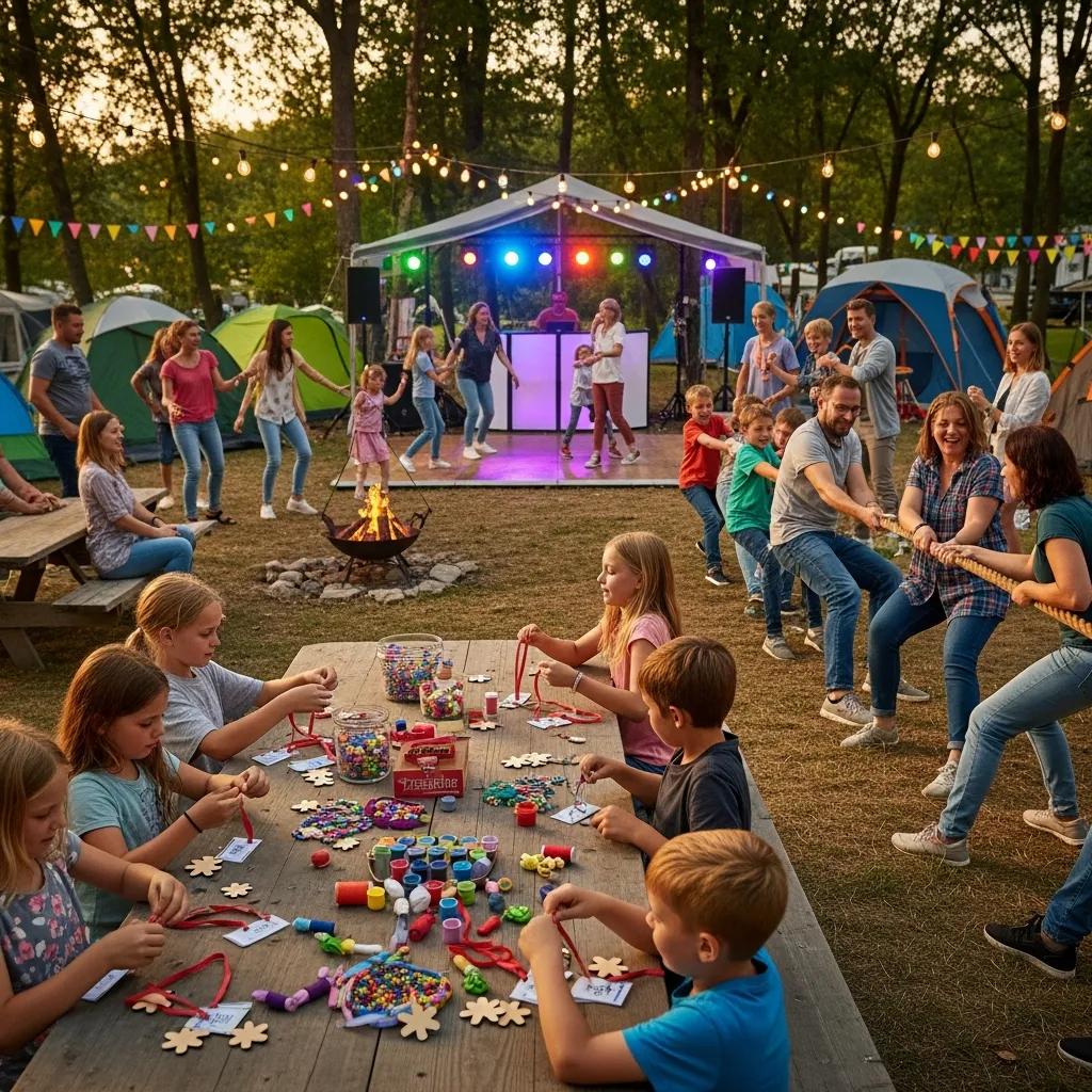 Campers taking part in crafts and games at Willow Lake Park