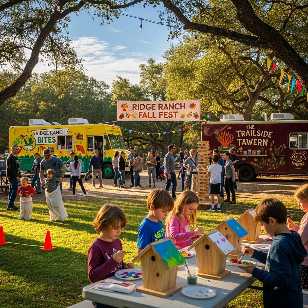 Families taking part in crafts and outdoor games at Ridge Ranch events