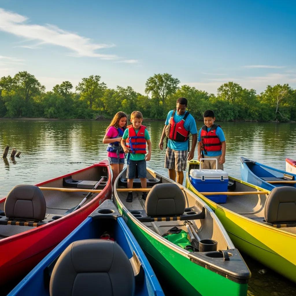 Stable family-sized canoe available to rent at Walnut Hills Campground