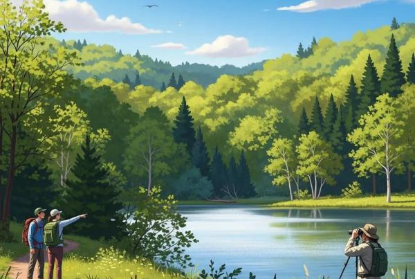 Scenic landscape of Jackson Michigan highlighting nature attractions with forests and lakes