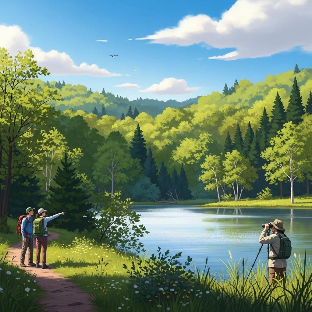 Scenic landscape of Jackson Michigan highlighting nature attractions with forests and lakes