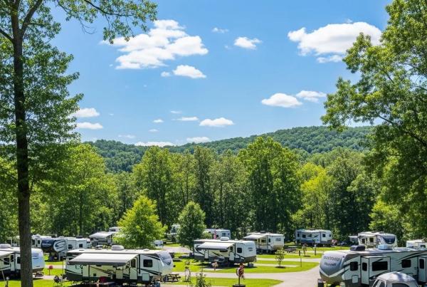 Scenic view of Ridge Ranch Campground with various campsite options