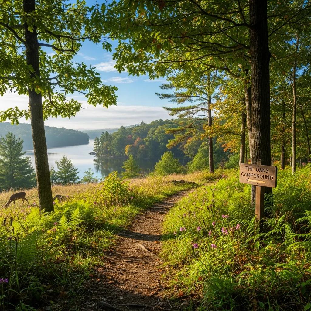View of Waterloo State Recreation Area trails and scenery near The Oaks Campground