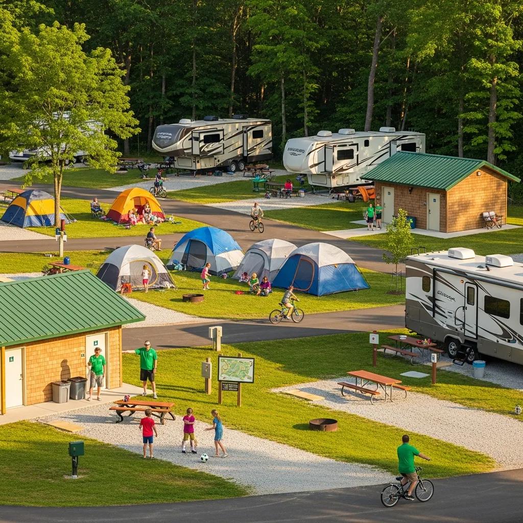 Neat, family-friendly campsites and facilities at Nelson Ledges Campgrounds
