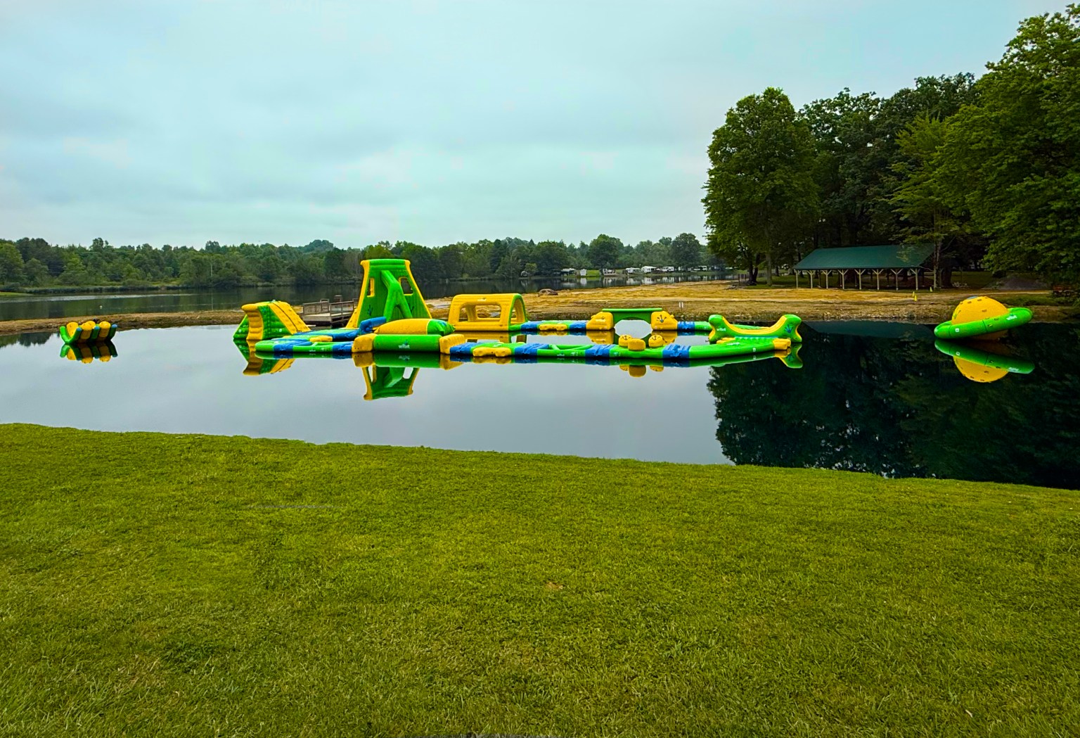 Wibit water park on the lake at Ridge Ranch Campground